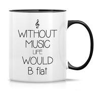 Funny Mug - Without Music Life Would B Flat Musician 11 Oz Ceramic Coffee Mugs - Funny, Sarcasm, Sarcastic, Motivational, Inspirational Birthday Gifts