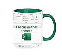 Funny Mugs, Ceramic Work Colleague Spreadsheet Gift Mug, Unique Coffee Cup with C Handle for for Coworkers Accounting Boss Colleagues Gifts Work Bestie Gifts (Green)