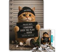 Funny Mugshot of A Bad Kitty Artistic Jigsaw Puzzle for Adults, 500 PCS