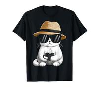 Funny Munchkin Cat Coffee Design Sunglasses T-Shirt