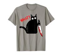 Funny Murderous Black Cat With Knife - Black Cat WHAT? T-Shirt
