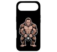Funny Muscular Bigfoot Lifting Kettlebell Illustration Case for iPhone Air