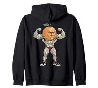 Funny Muscular Orange Bodybuilder Gym Humor Zip Hoodie