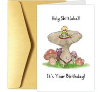 Funny Mushroom Birthday Card, Cottagecore Birthday Card, Cute Bday Greeting Card, Holy Shiitake It's Your Birthday Pun Card