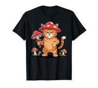 Funny Mushroom Cat Cute Grumpy Cartoon Kitty T-Shirt