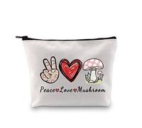 Funny Mushrooms Makeup Bag Peace Love Mushroom Agaric Cosmetic Bag for Mushrooms Lover Gift (Peace Love Mushroom)