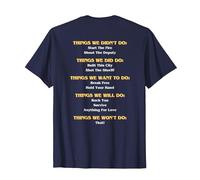 Funny Music Lyrics - Things We Did - We Didn't Do - Rear T-Shirt, Men, Navy Blue, Medium