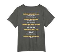 Funny Music Lyrics - Things We Did - We Didn't Do - Rear T-Shirt, Women's Plus, Asphalt Grey, 2X