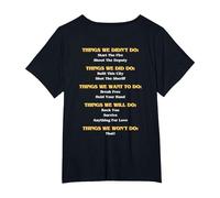 Funny Music Lyrics - Things We Did - We Didn't Do - Rear T-Shirt, Women's Plus, Black, 4X
