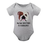Funny My Big Brother_Sister Is A English Bulldog Cotton Baby Bodysuit Cute Infant Baby Romp Gray-style 6months