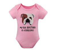Funny My Big Brother_Sister Is A English Bulldog Cotton Baby Bodysuit Cute Infant Baby Romp Pink-style 9months