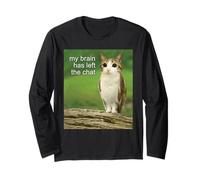 Funny My Brain Has Left The Chat Meowl Gen Z Meme Long Sleeve T-Shirt