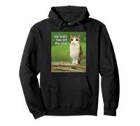 Funny My Brain Has Left The Chat Meowl Gen Z Meme Pullover Hoodie