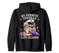 Funny MY FAVORITE VETERAN EATS CRAYONS Jarhead Family Zip Hoodie