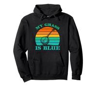 Funny My Grass Is Blue Banjo Bluegrass Music Retro Sunset Pullover Hoodie