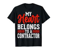 Funny My Heart Belongs to a Contractor Construction Worker T-Shirt