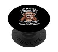 Funny My Mind Is A Dangerous Place No Filter Sarcastic Quote PopSockets Adhesive PopGrip