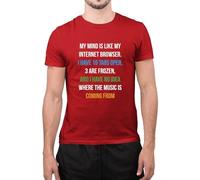 Funny My Mind is Like Internet Browser Amazing Novelty Savage Stag T Shirt (Medium, Red)