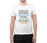 Funny My Mind is Like Internet Browser Amazing Novelty Savage Stag T Shirt (Medium, White)