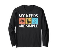 Funny My Needs are Simple Camping Cat Marshmallows Long Sleeve T-Shirt