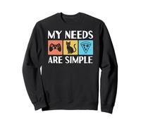Funny My Needs Are Simple Gaming Cat Pizza Sweatshirt
