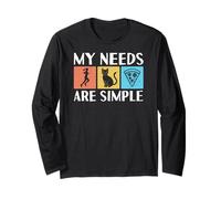 Funny My Needs are Simple Runner Running Cat Pizza Long Sleeve T-Shirt