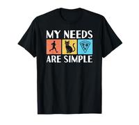 Funny My Needs are Simple Runner Running Cat Pizza T-Shirt