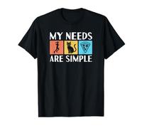 Funny My Needs are Simple Runner Running Cat Pizza Value Graphic T-Shirt