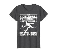 Funny My Pickleball Technique is Top Secret T-Shirt, Women, Dark Heather Grey, Large