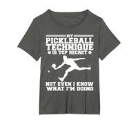 Funny My Pickleball Technique is Top Secret T-Shirt, Women's Plus, Asphalt Grey, 6X