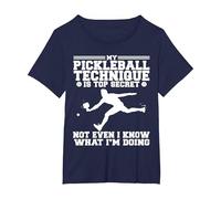 Funny My Pickleball Technique is Top Secret T-Shirt, Women's Plus, Navy Blue, 1X
