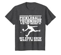 Funny My Pickleball Technique is Top Secret T-Shirt, Youth, Dark Heather Grey, Large