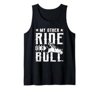 Funny My Ride is A Bull Rodeo Bull Riding Cowboy Humor Tank Top