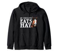 Funny My Therapist Eats Hay Gift For Horse Lover Men Women Zip Hoodie