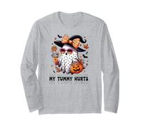Funny My Tummy Hurts Cute Pink Ghost Boujee Halloween Coffee Long Sleeve T-Shirt