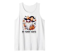 Funny My Tummy Hurts Cute Pink Ghost Boujee Halloween Coffee Tank Top