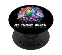 Funny My Tummy Hurts Rainbow Ghost Happy Halloween Candy PopSockets Adhesive PopGrip