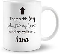 Funny Nana Gift Mug - "There's This Boy Who Stole My Heart and He Calls Me Nana" 11 Oz Ceramic Drinking Cup - Gifts from Grandson/Grandkids, for Nana/Grandma