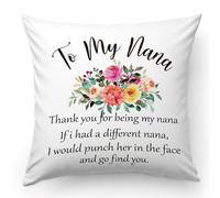 Funny Nana Throw Pillow Cover, Gift for Grandma, Grandmother, If I Had a Different Nana, I Would Punch Her in The Face, Cotton Linen Pillow Cushion Case for Home Decor, 18x18 Inch(GMS340)