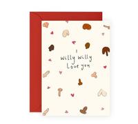 Funny Naughty Greeting Card - “I Willy Love You” - Valentine’s Day, Anniversary, or Birthday Idea for Couples, Husband, Boyfriend, Spouse, Partner, Hun, Sweetheart, Babe - Comes with Stickers
