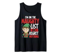 Funny Naughty List Christmas I Regret Nothing Elf Tank Top