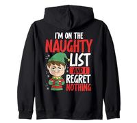 Funny Naughty List Christmas I Regret Nothing Elf Zip Hoodie