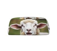 Funny Naughty Sheep Tongue Cute Animal Pencil Case Large Capacity Pencil Pouch Aesthetic Pen Bag Leather Makeup Bag for Women Men Travel Toiletry Bags Zipper Cosmetic Bag Wide-open Coin Pouch Purse