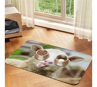 Funny Naughty Sheep Tongue Cute Animal print Cats Pet Bowl Placemat Pet Feeding Mats for Dogs, Non-Slip PU Leather Tablecloth for Pets