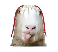 Funny Naughty Sheep Tongue Cute Animal Print Drawstring Bag wrap, String Pouches, Premium Packaging Bags for Business & Events M