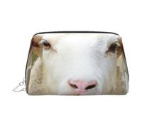Funny Naughty Sheep Tongue Cute Animal Print Leather Cosmetic Pouch, Leather Makeup Bag for Purse with Top Zip Closure Stylish Toiletry Bag
