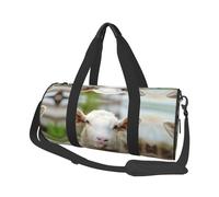 Funny Naughty Sheep Tongue Cute Animal Travel Duffel Bag for Women Men,Print Polyester Tote Round Luggage Bag with Shoulder Strap