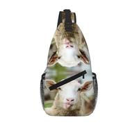 Funny Naughty Sheep Tongue Cute Animal Unisex Chest Sling Bag With Multi-Pocket Design,Large Capacity Crossbody Bag Durable Polyester Adjustable Strap For Daily Commute Travel