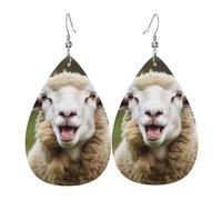 funny naughty sheep tongue earrings cute animal for women teardrop leather earrings double sided dangle earrings lightweight women ear accessories jewelry gift