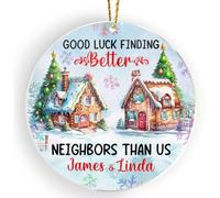 Funny Neighbor Christmas Tree Decorations Ceramic Noel Xmas Tree Hanging With Ribbon Xmas Ornaments